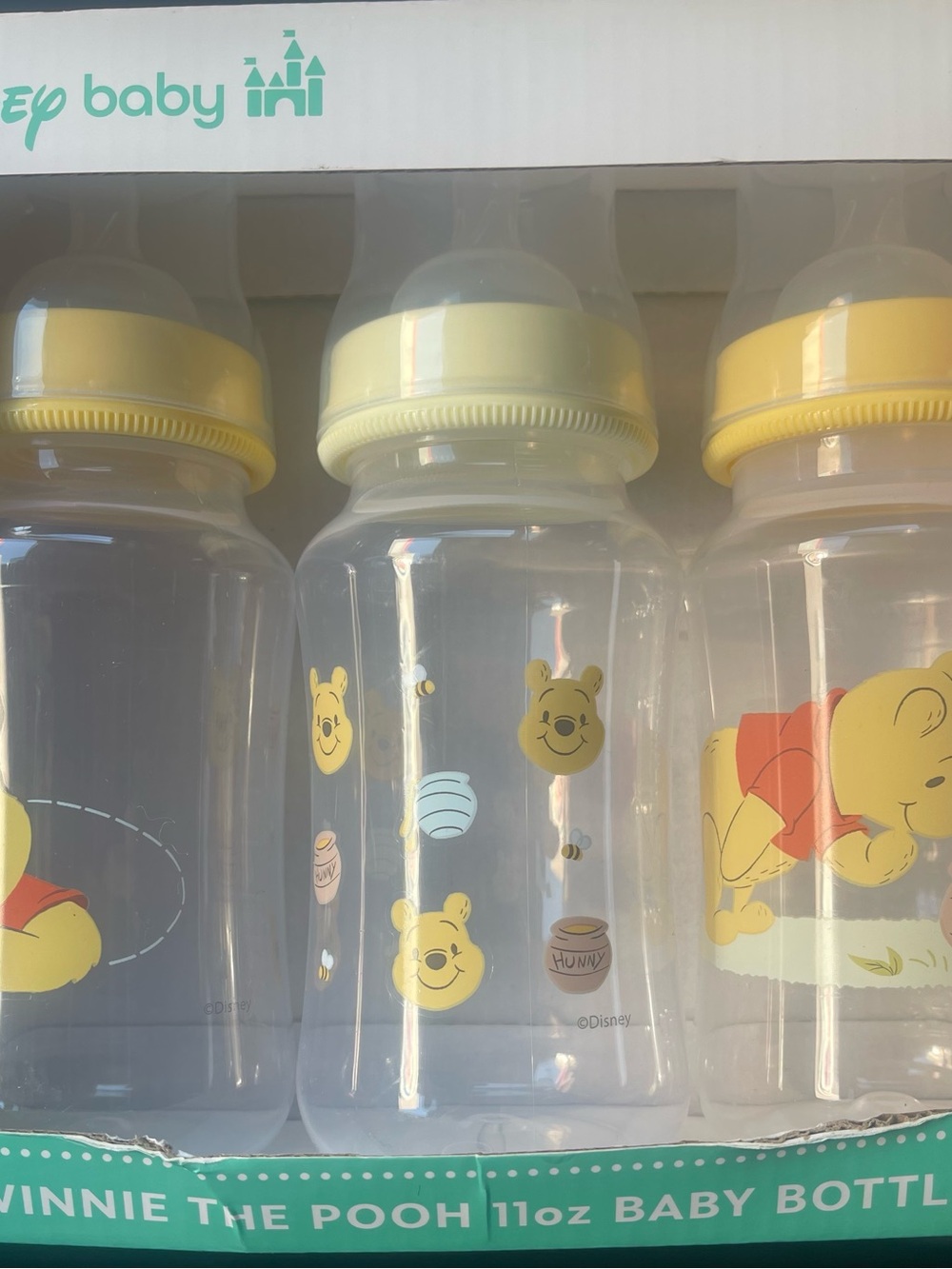 Disney Winnie the Pooh Baby Bottles Yellow and Clear - Set of 3